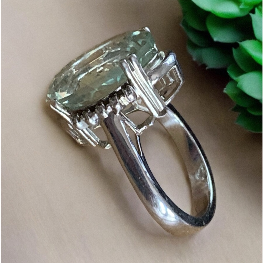 Prasiolite Natural Rare Quartz Sterling Silver Woman’s Ring Jewelry Translucent